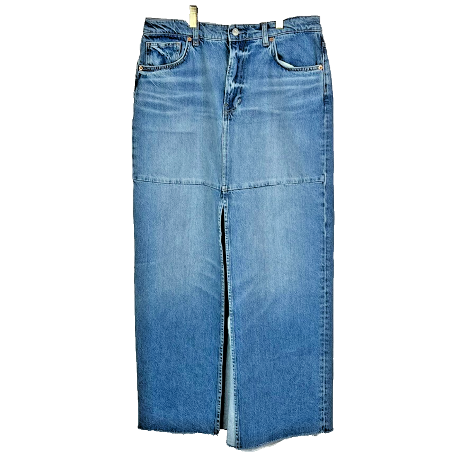Reformation Jeans Skirt Womens Size 30 Front Split Hemlock Wash Tazz Maxi Denim